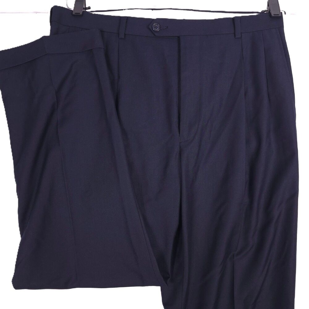 Daniel Cremieux Signature Pants Mens 34X29 Dark Blue tailored Dress Pleated